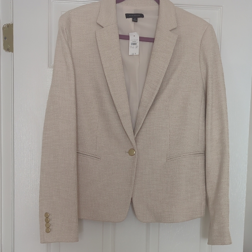 Ann Taylor Cream Blazer Tailored Fit